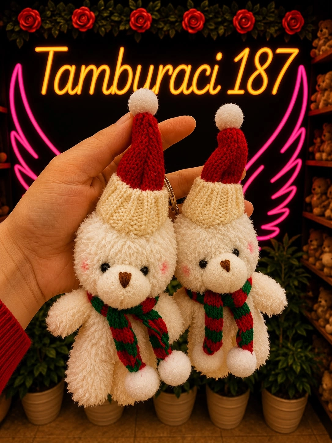 Yılbaşı Peluş Ayıcık Anahtarlık 12’li Paket | Toptan Peluş Anahtarlık