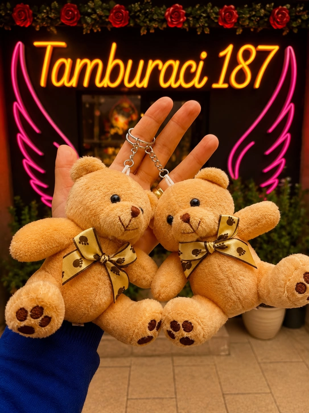 Pati Desenli Peluş Ayıcık Anahtarlık 12’li Paket | Toptan Peluş Anahtarlık