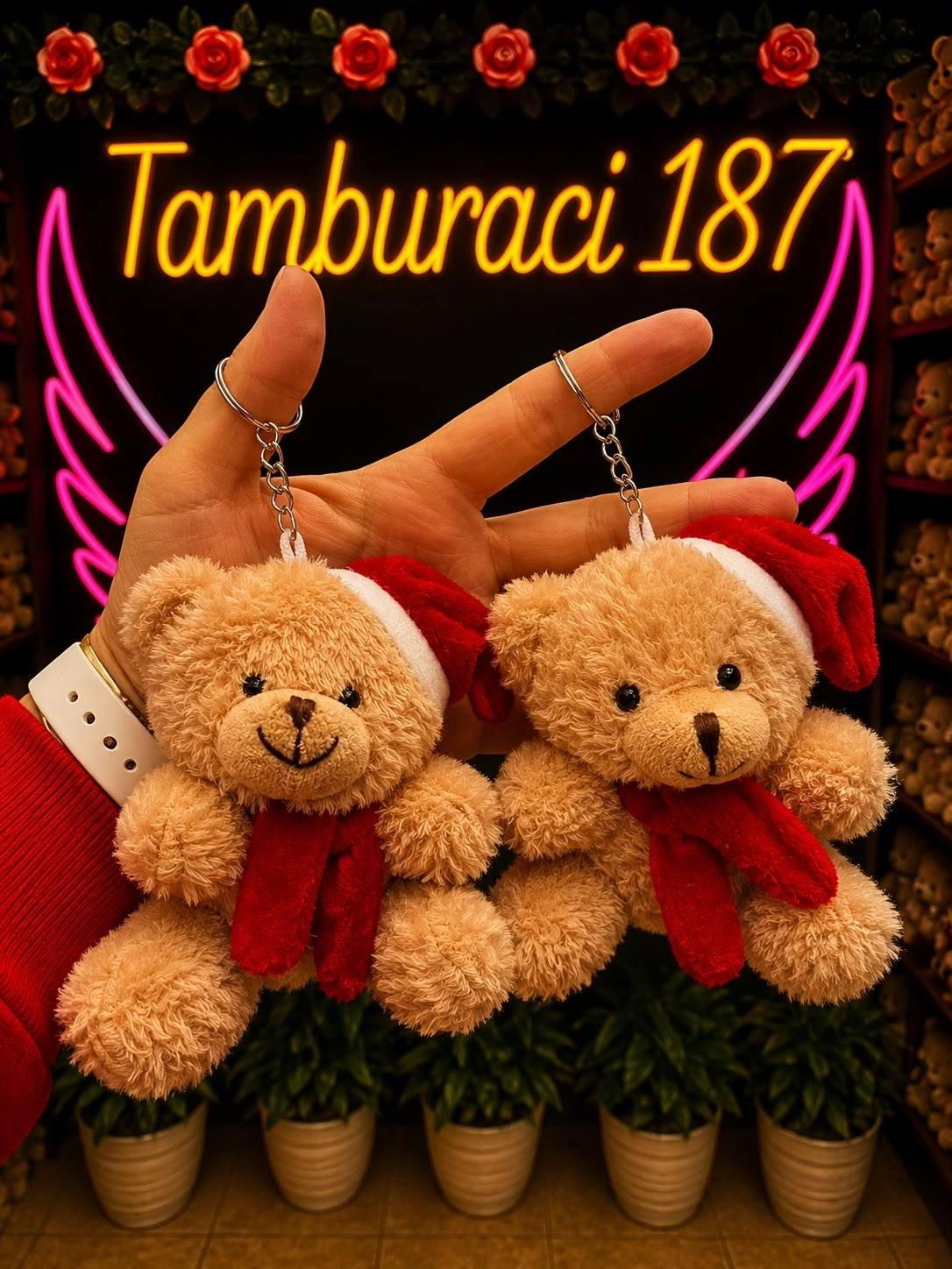 Yılbaşı Peluş Ayıcık Anahtarlık 12’li Paket | Toptan Peluş Anahtarlık