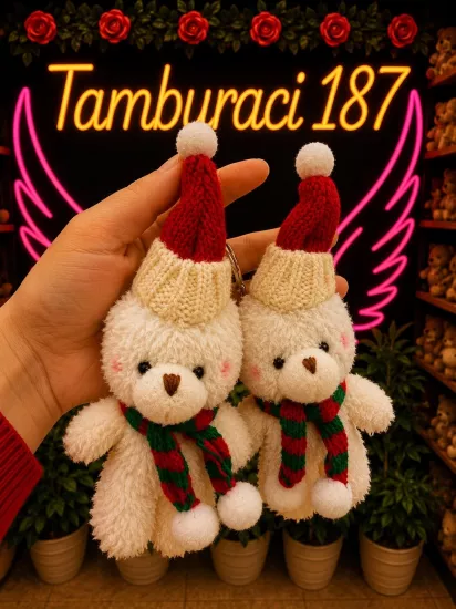 Yılbaşı Peluş Ayıcık Anahtarlık 12’li Paket | Toptan Peluş Anahtarlık