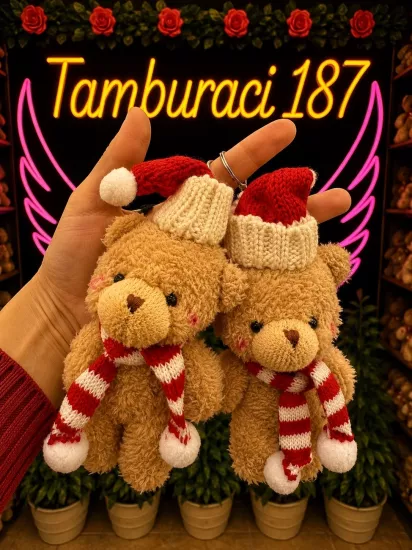 Yılbaşı Peluş Ayıcık Anahtarlık 12’li Paket | Toptan Peluş Anahtarlık