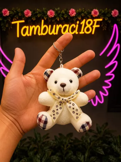 Ekose Detaylı Peluş Ayıcık Anahtarlık 12’li Paket | Toptan Peluş Anahtarlık