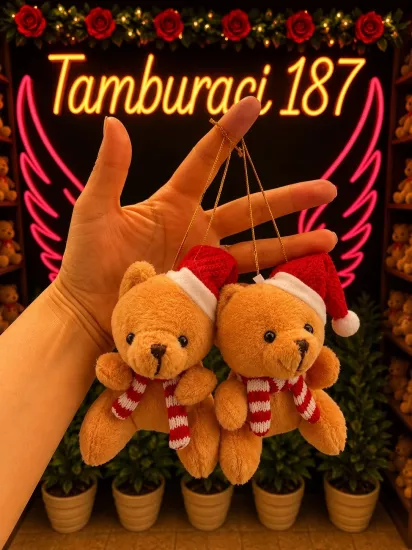 Yılbaşı Şapkalı Peluş Ayıcık Anahtarlık 12’li Paket | Toptan Peluş Anahtarlık