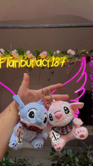 Stitch & Angel Peluş Anahtarlık 12’li Paket | Toptan Peluş Anahtarlık