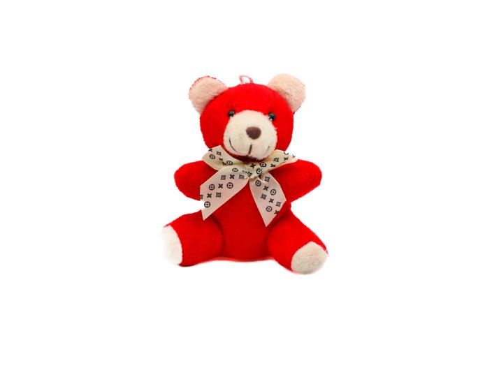 10 CM KIRMIZI LUVİTİON OTURAN AYI (12 ADET)